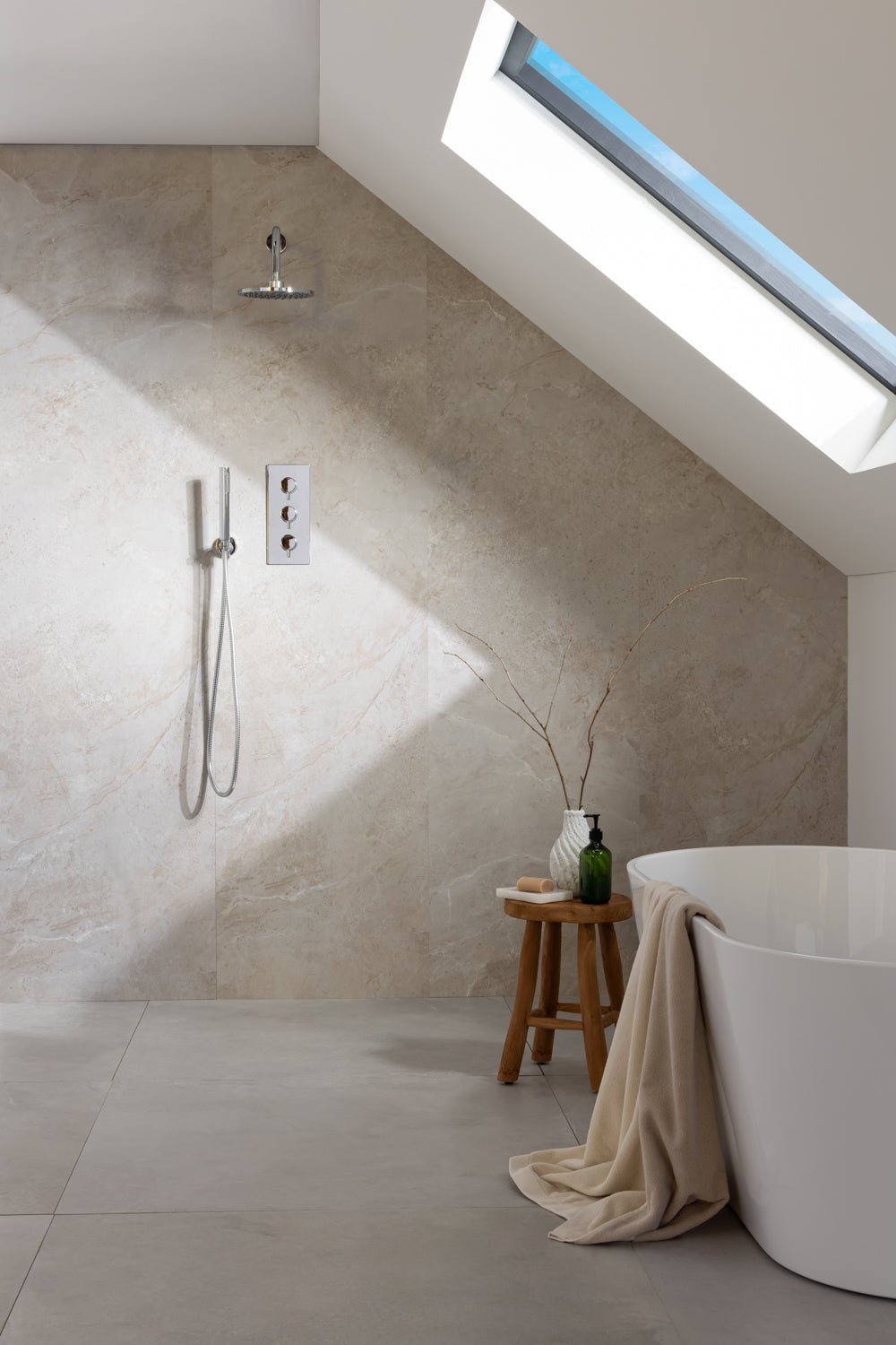 Elemence Limestone Grey Stone Effect Shower Panel