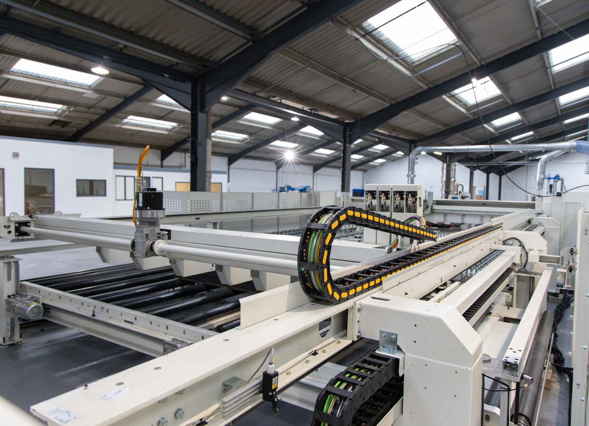 The UK's second-largest beam saw at Naturewall's Yorkshire, UK, factory.