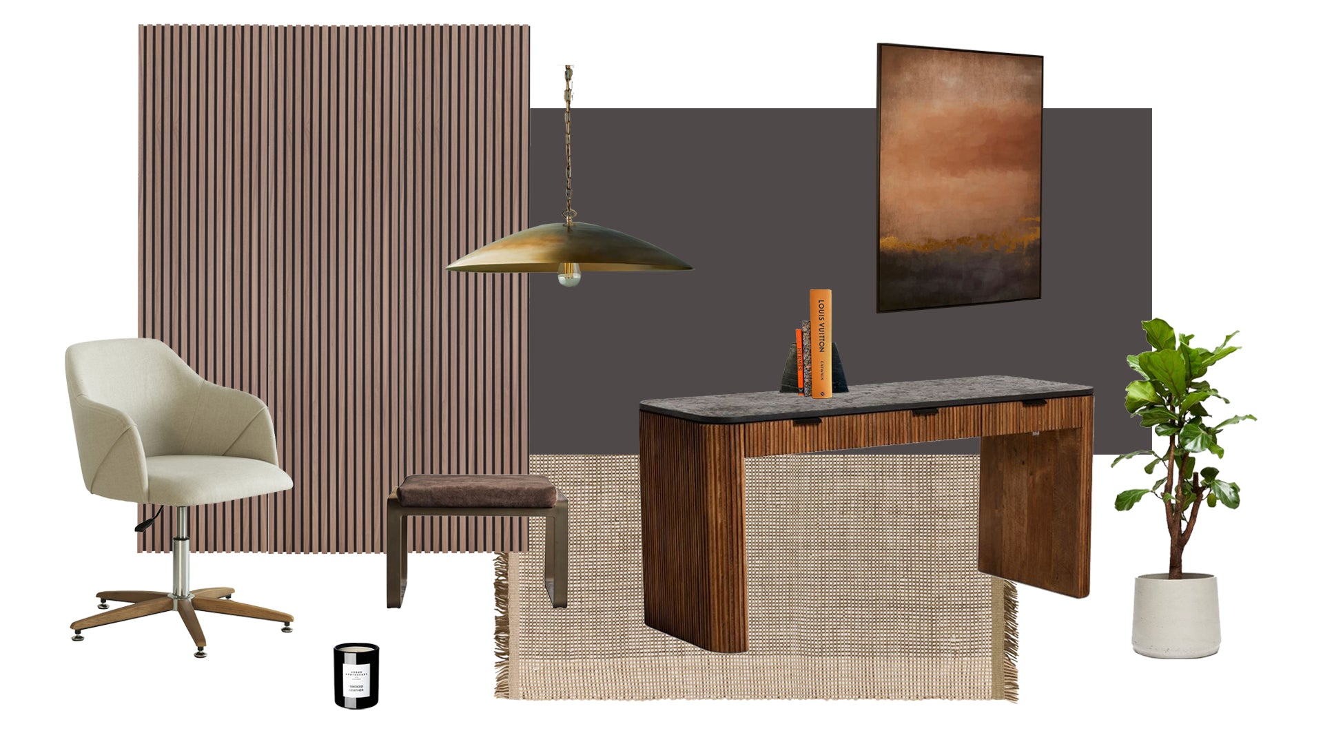 mood board image to show brown colour in interior design